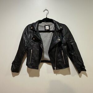 GAP Women's Black Leather Biker Jacket